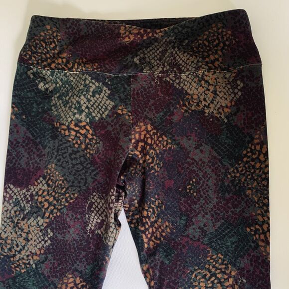Soft Surroundings Legging Women M Purple Green Animal Print Pull On Boho Lounge - Picture 5 of 10